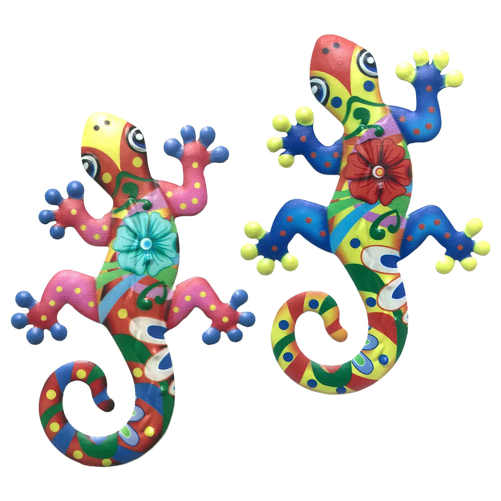 2pcs Metal Gecko Wall Art Wall Hanging Lizard Sculpture Outdoor Garden Fence