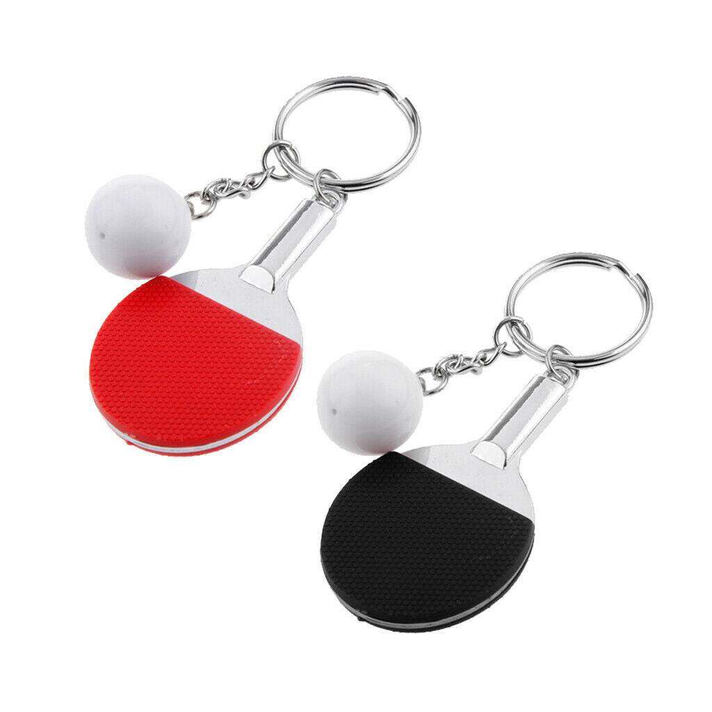 2pcs Pendant Keychain Cute Table Tennis  Pong Racket Festive Gift Christmas