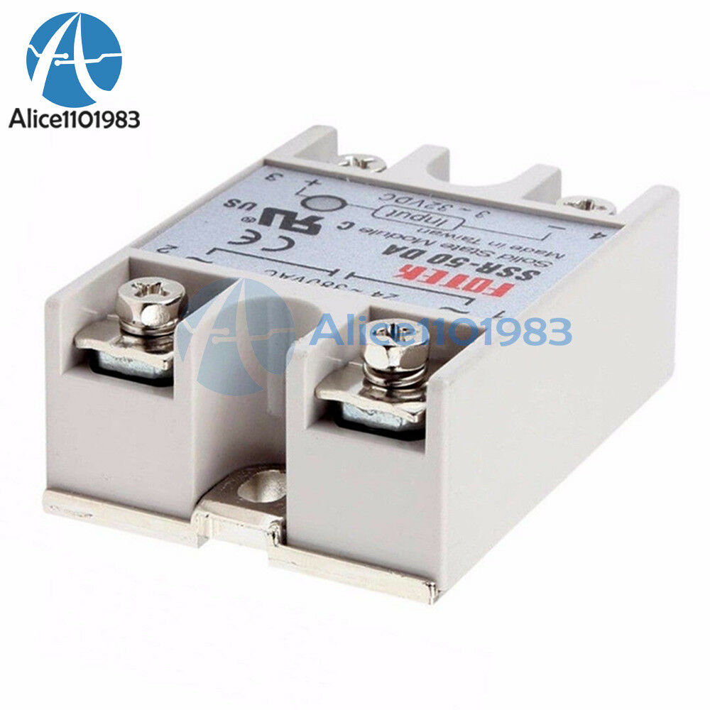 SSR-50DA 3-32VDC 50A 250V Output 24V-380VAC Solid State Relay Module