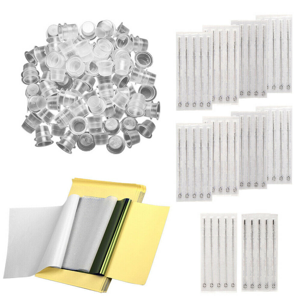 New 50Pcs Transfer Paper Disposable Needle 3RL 5RL 7RL 7RS 100Pcs Color Cups