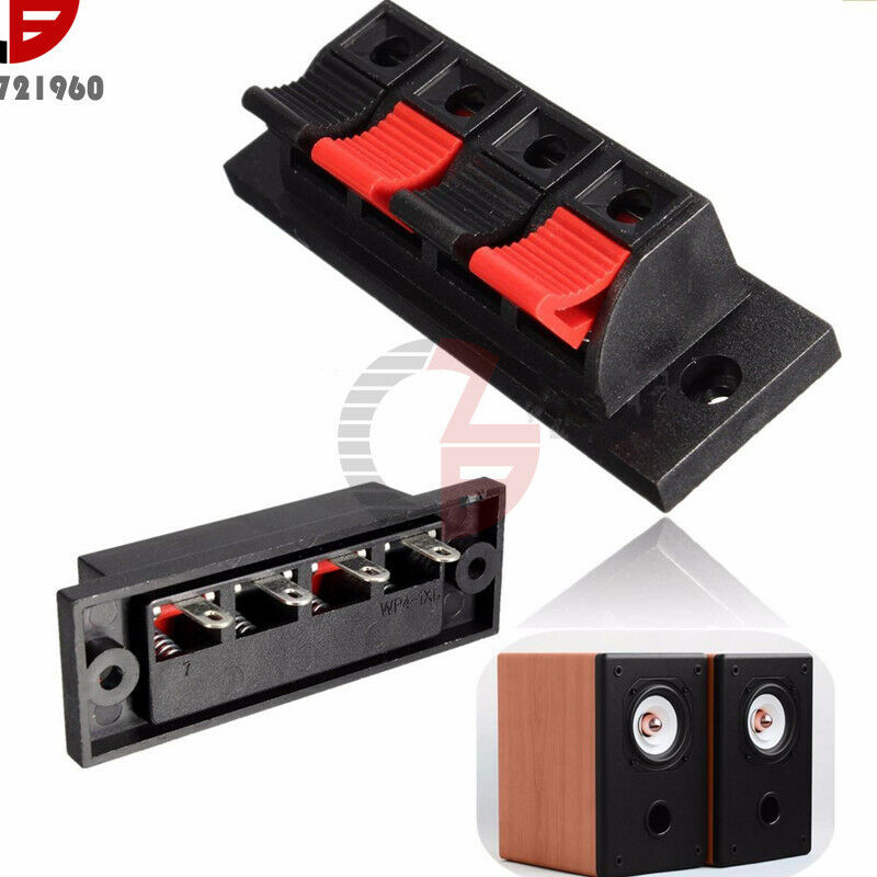 5PC 4 Way Stereo Speaker 4 Pin Terminal Push Release Connector Plate Strip Block