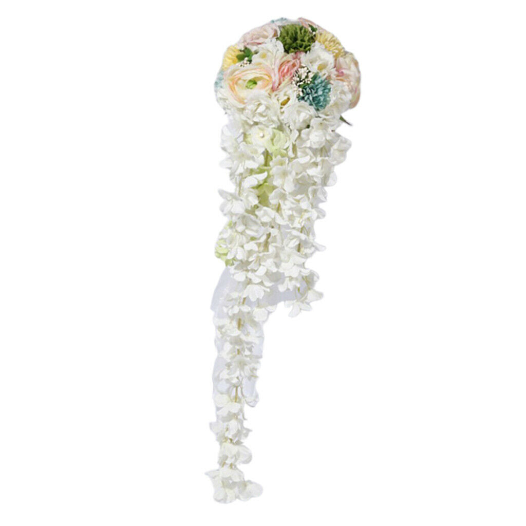 Cascade Bouquet Wedding Bridal Bridesmaid Artificial Silk Hand Tied Flowers