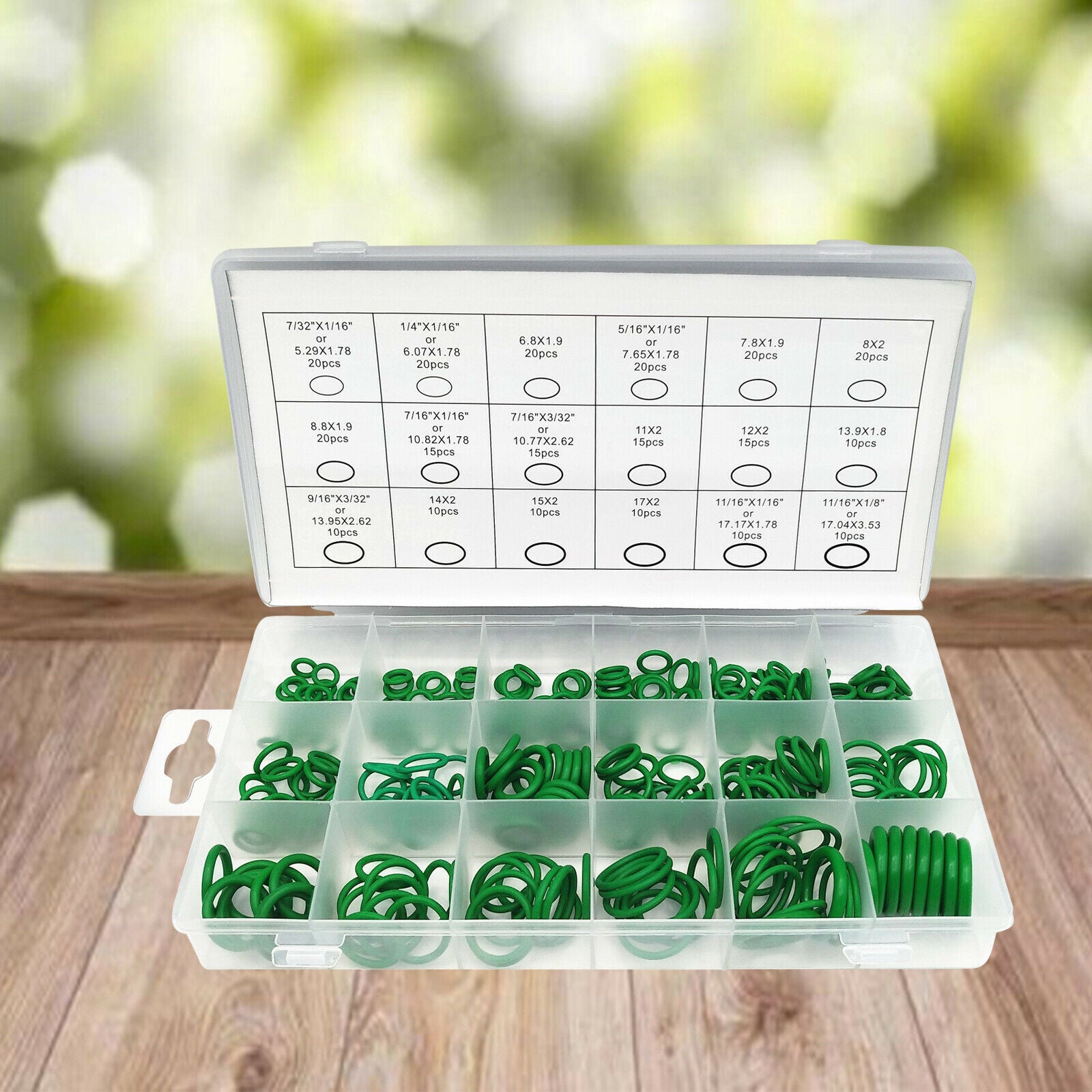 270 Pieces Green Rubber Seal O-Ring Washer Assortment Set for Car Repair