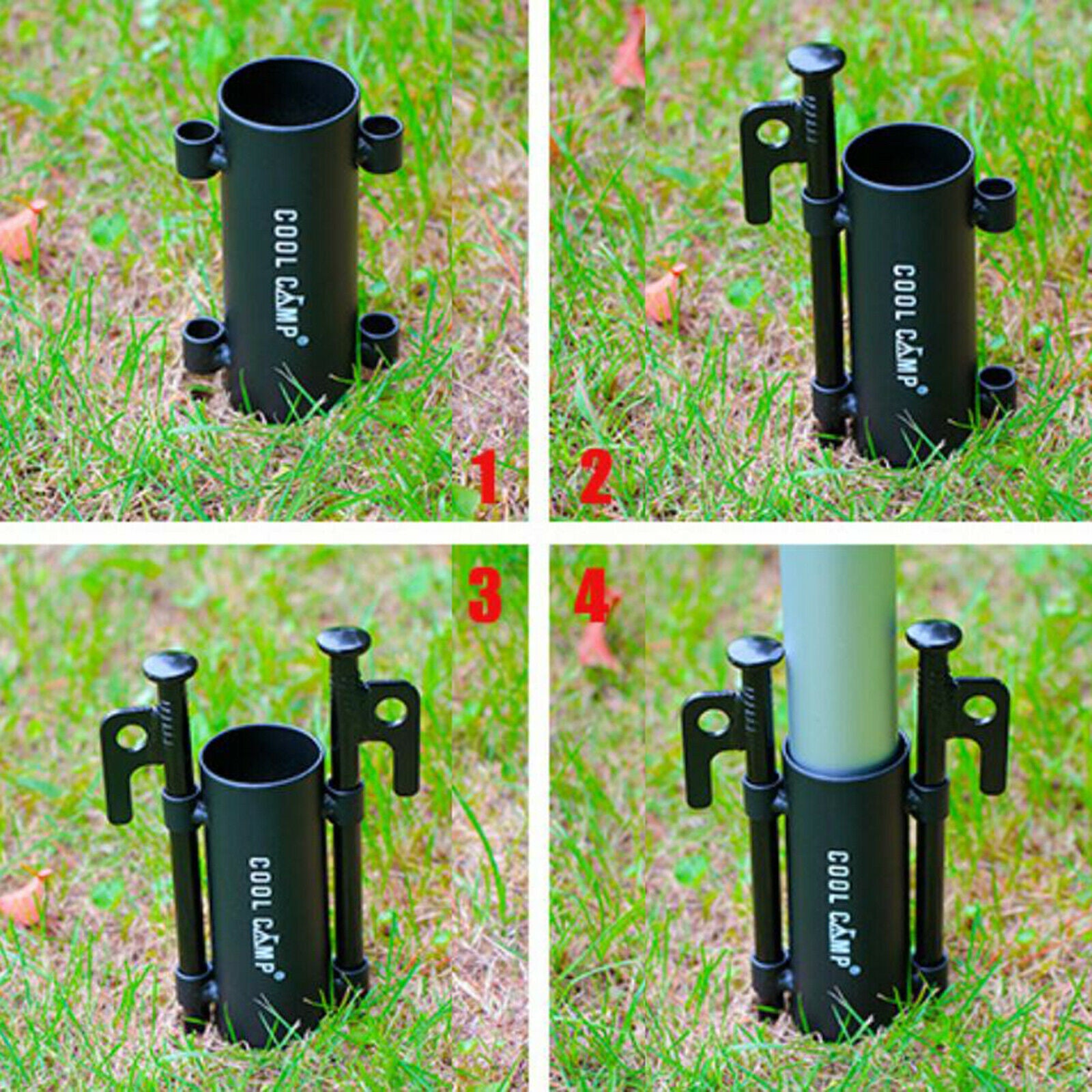 Iron Canopy Pole Holder Camping Awning Sunshade Rod Support Stand Fixed