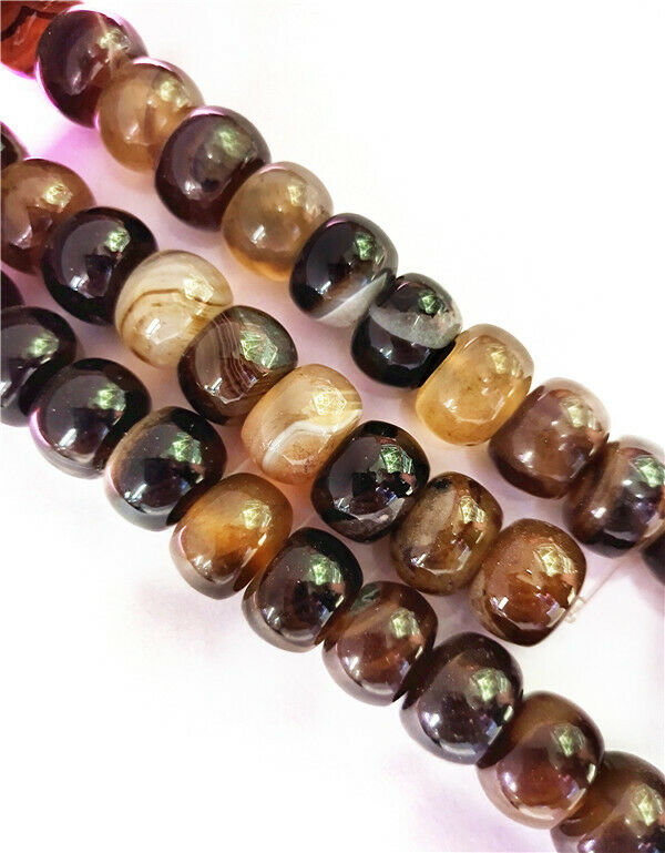 1 Strand 16x10mm Brown Stripes Onyx Agate Abacus Spacer Loose Beads 15.5" HH8520