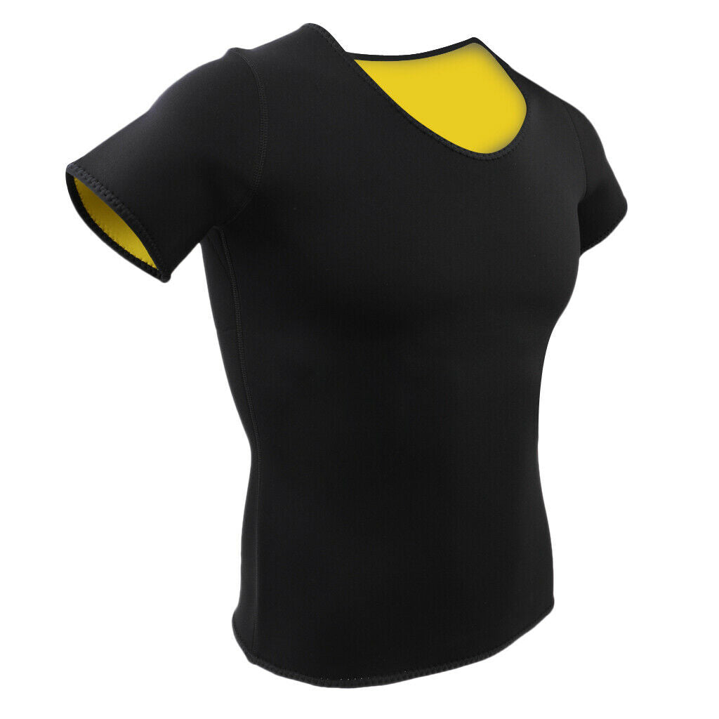Women Neoprene Sport T Shirt Short Sleeve Yoga Fitness Exercise Top Black L