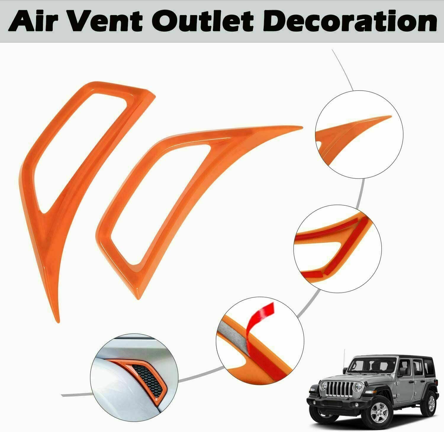 Car Leaf Plate Air Inlet Vent Trim Cover Orange For Jeep Wrangler JL 2018-2020