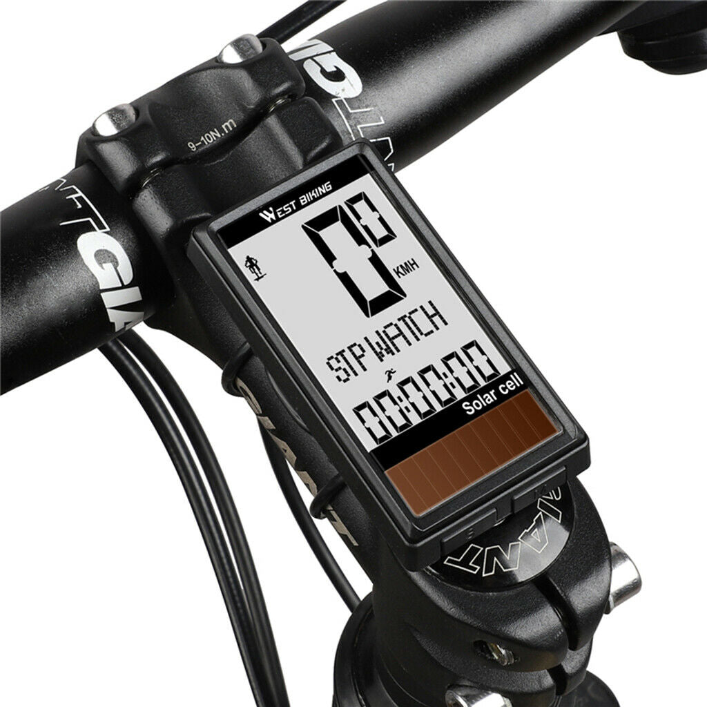 Bicycle Computer Solar Energy Large Screen Odometer Backlight Speedometer