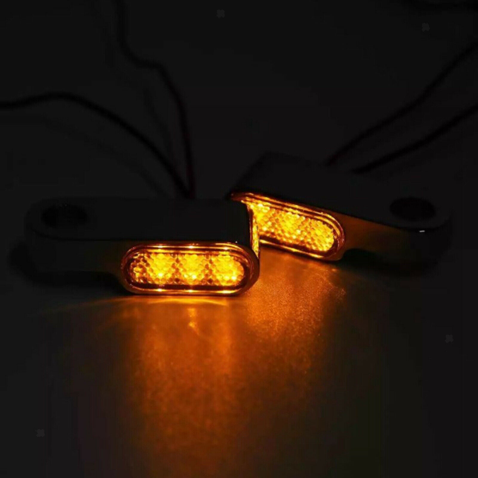 1pair Motorcycle LED Turn Signal Indicator Lights Amber For Cruiser Chorme