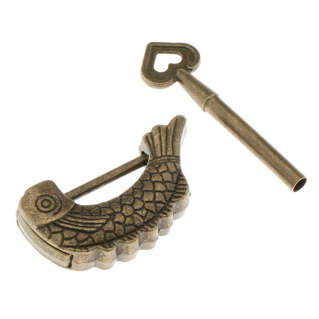 Carved Padlocks with Keys Lock Key for Jewelry Box Mini Gifts New Fish Shape