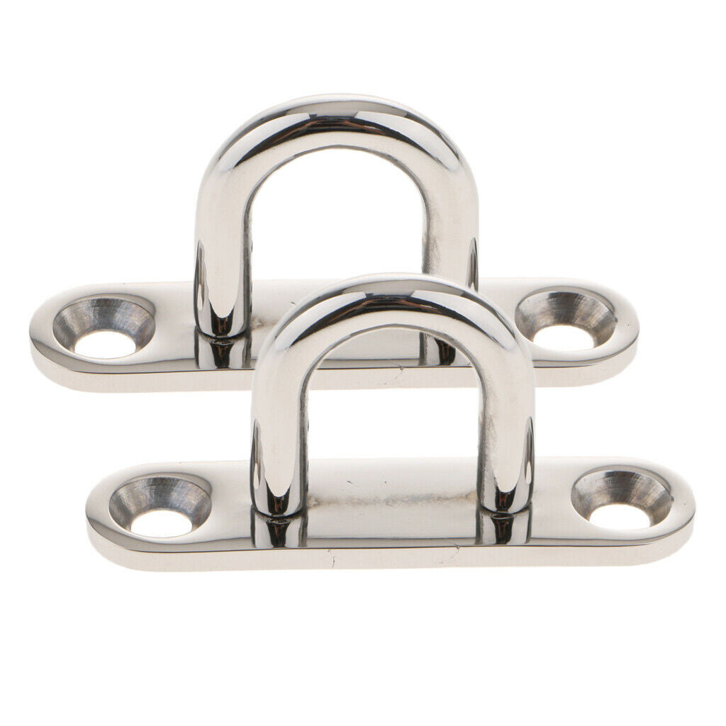 2Pieces 5mm 304 Stainless Steel Oblong Pad Eye Plate Staple Ring Hook U-Shap