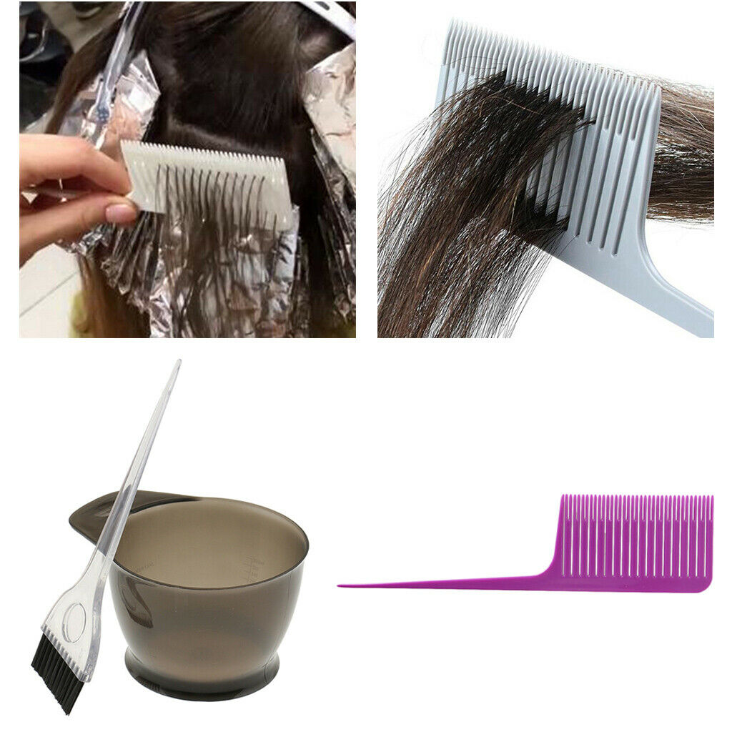 3Pcs Hair Color Tint Bowl Brush Weaving Hair Comb for Hair Dye Barber Kit
