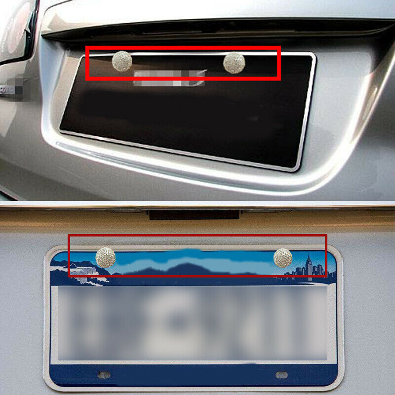 2X Diamond Crystal Covers Car Front Screw Bolt Caps License Plate Frame Fastener