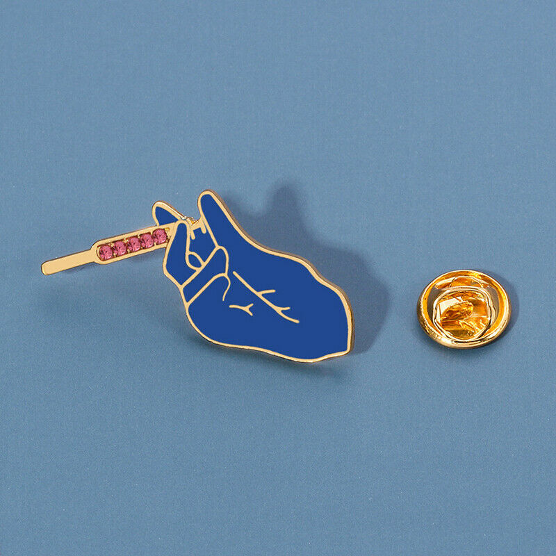 Enamel Metal Blue Brooch Doctors Nurses Gift Crystal Lapel Pins Ladies Jewel Tt