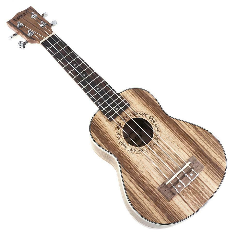 21'' Soprano Ukulele Zebra Wood 4 Strings Guitar Set Bag Tuner Strings Strap