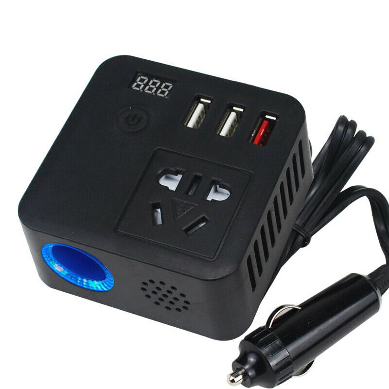 LED Digital Display Car Power Inverter DC 12V/24V to AC 220V QC3.0 USB Charger