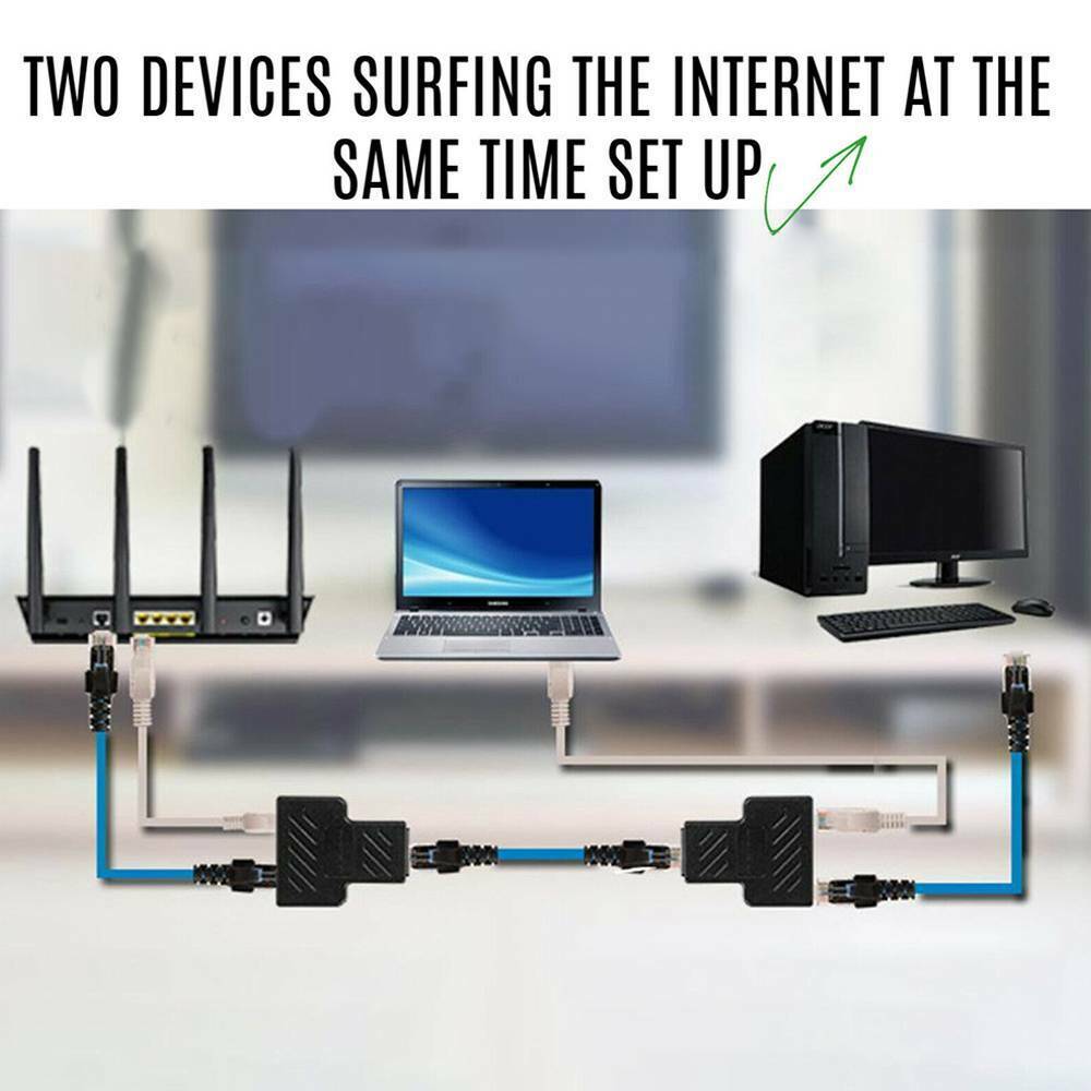 RJ45 Splitter Adapter LAN Ethernet Cable 1-2 Way Dual Port Connector Plug New!