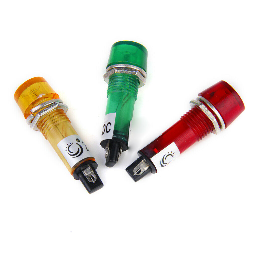 30pcs Red Yellow Green 24V   10mm Power Signal Indicator Pilot Light Bulb