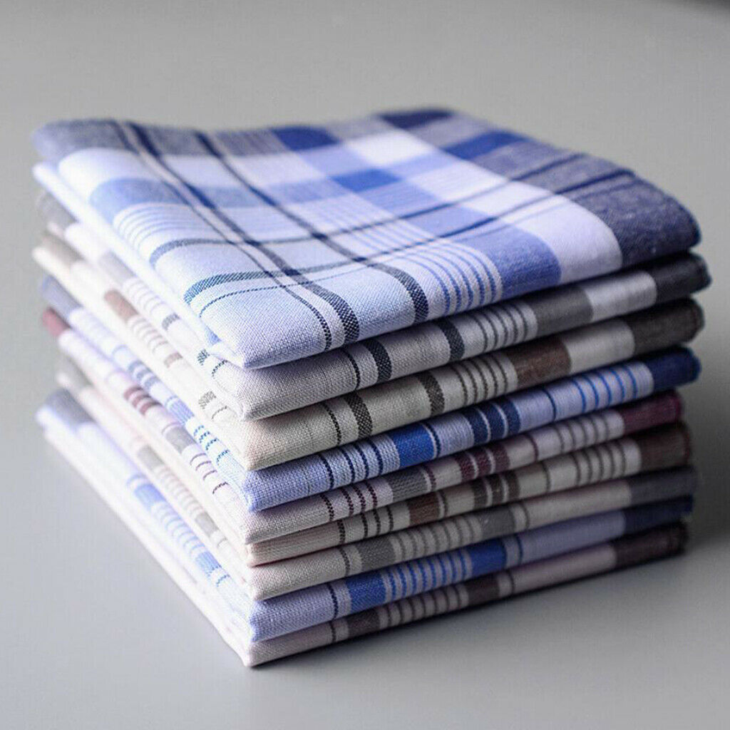 Pack of 10 Mixed Soft 100% Cotton Handkerchiefs Plaid Hankies Pocket Square