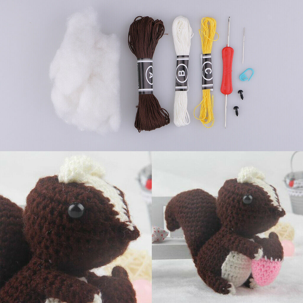 DIY Animal Amigurumi Crochet Kit Brown Squirrel DIY Crafts Material Package