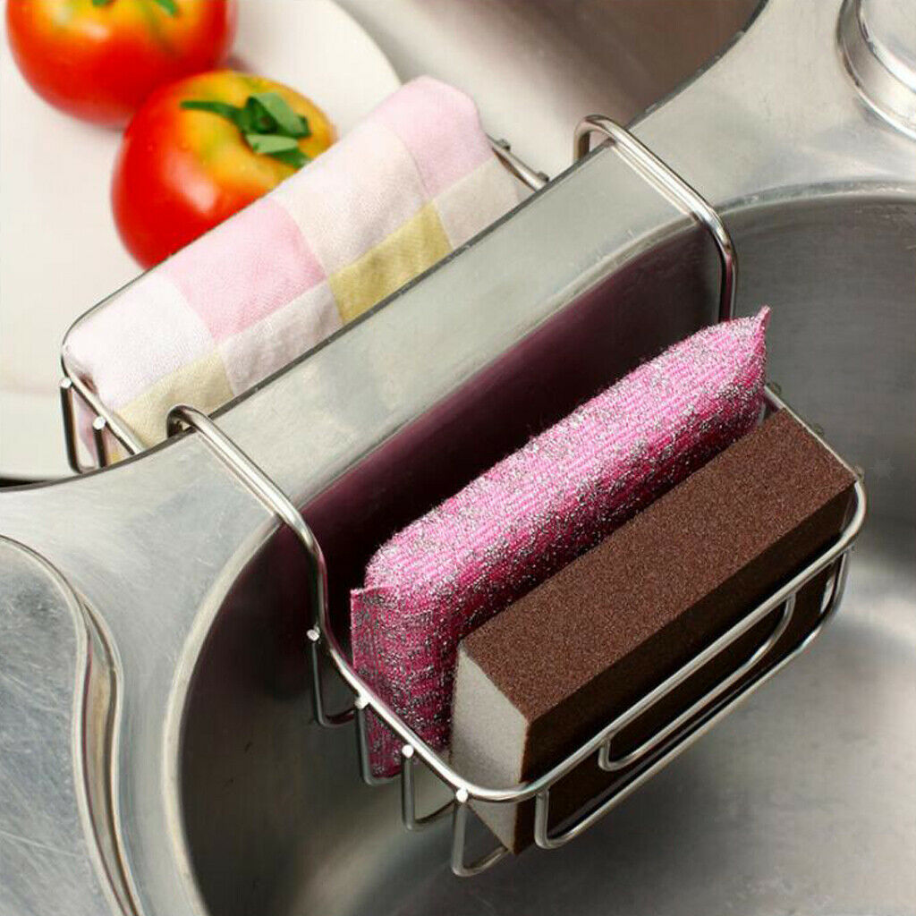 Stainless Sponge Holder Sink Caddy Soap Holder for Kitchen Organization