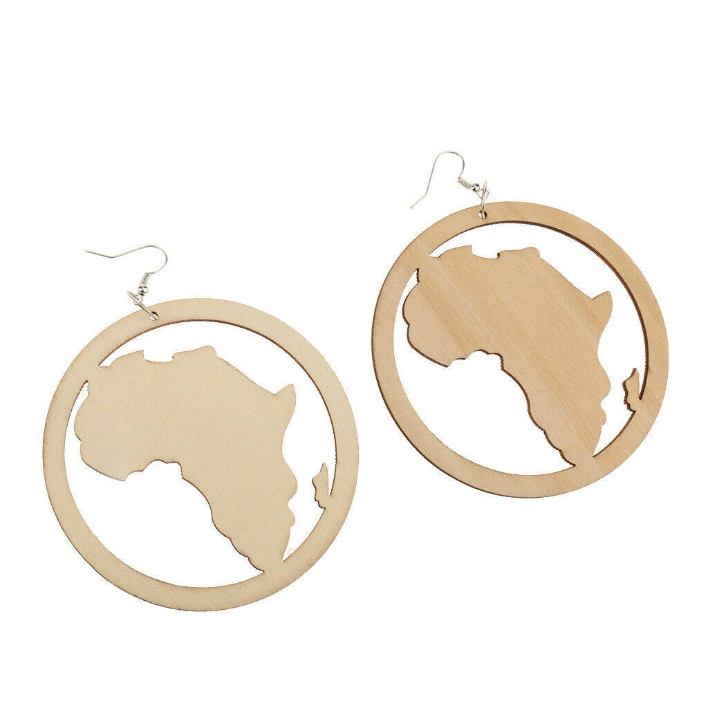 DIY Unfinished Wooden Earrings Africian Map Cutout Drop Hook Earring Jewelry