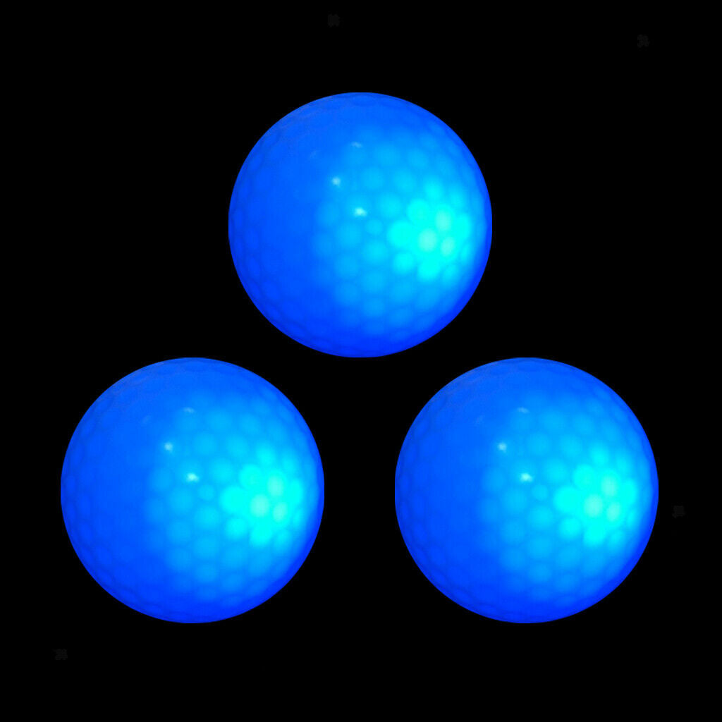3Pcs Glow In Dark Blue LED Golf Ball Night Golf Sports
