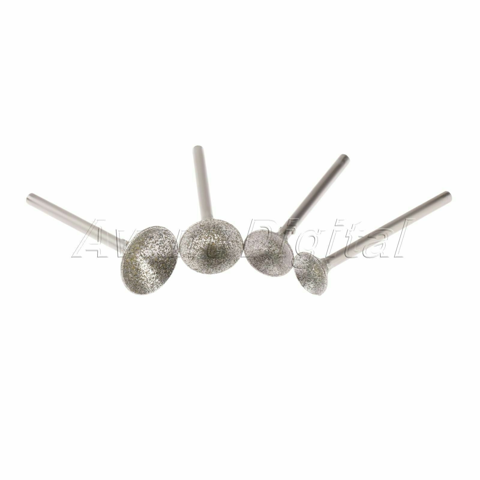 4Pc 3mm/0.12inch Grinding Shank Bur Diamond Spherical Concave Head 45mm/1.77inch