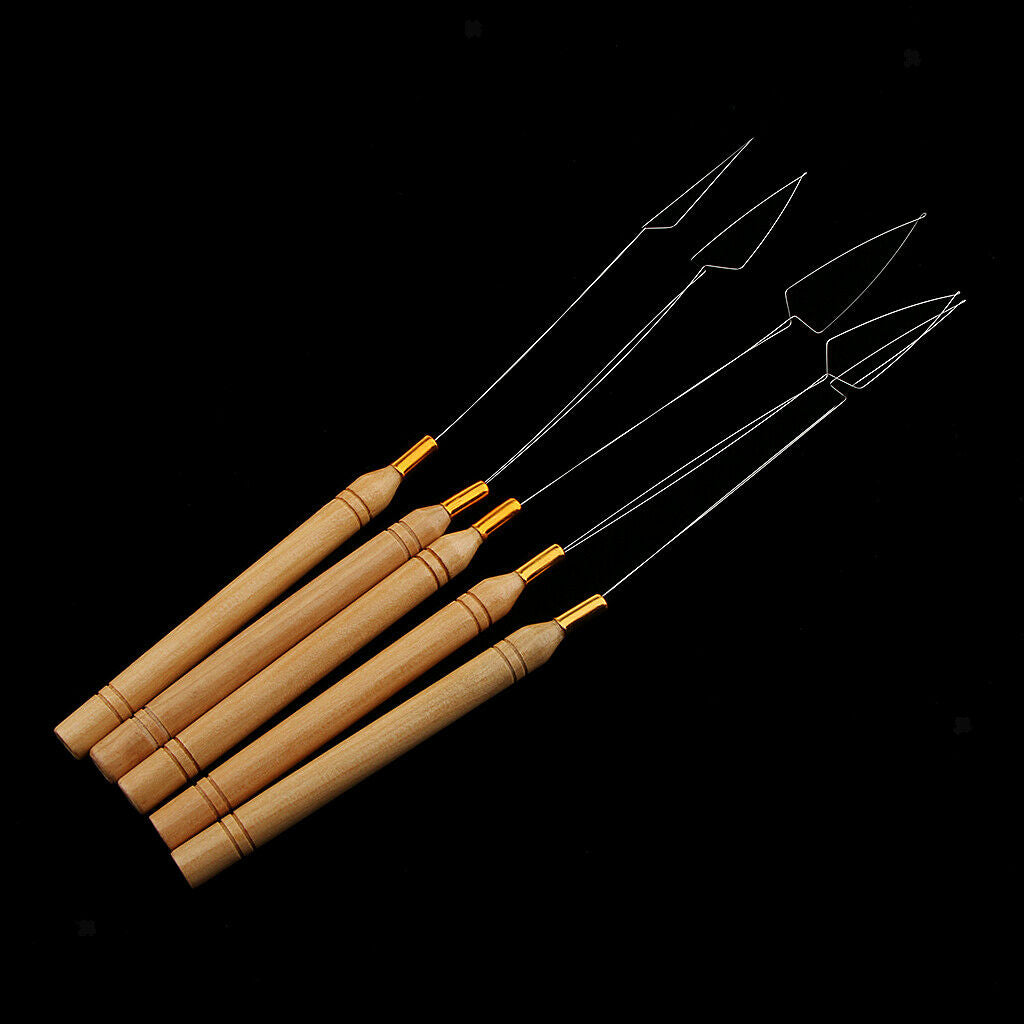 5 Pieces Micro Link Ring Beads Hair Extension Tool Loop Hook Pulling Needles