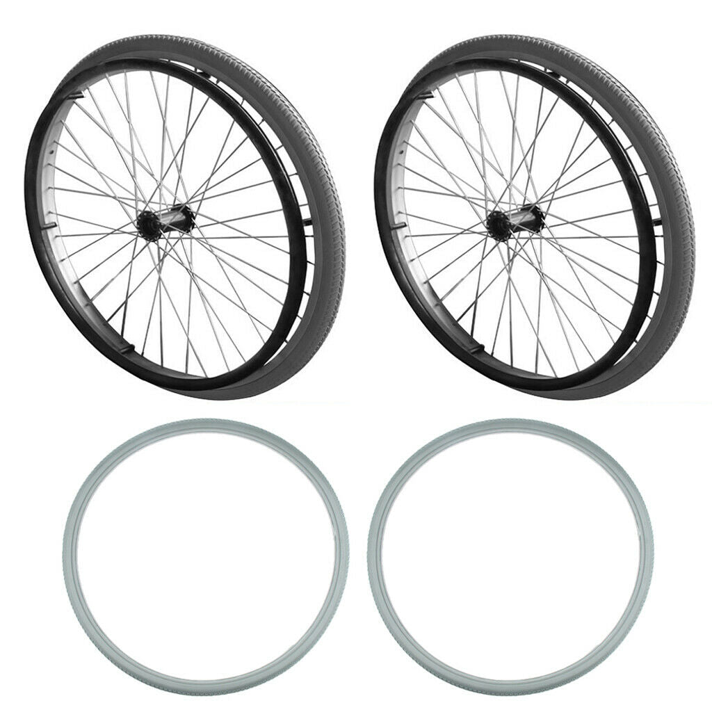 2 Pack PU No Flat Wheelchair Tires Replacement Tyre Fit 24x1 3/8'' Wheels