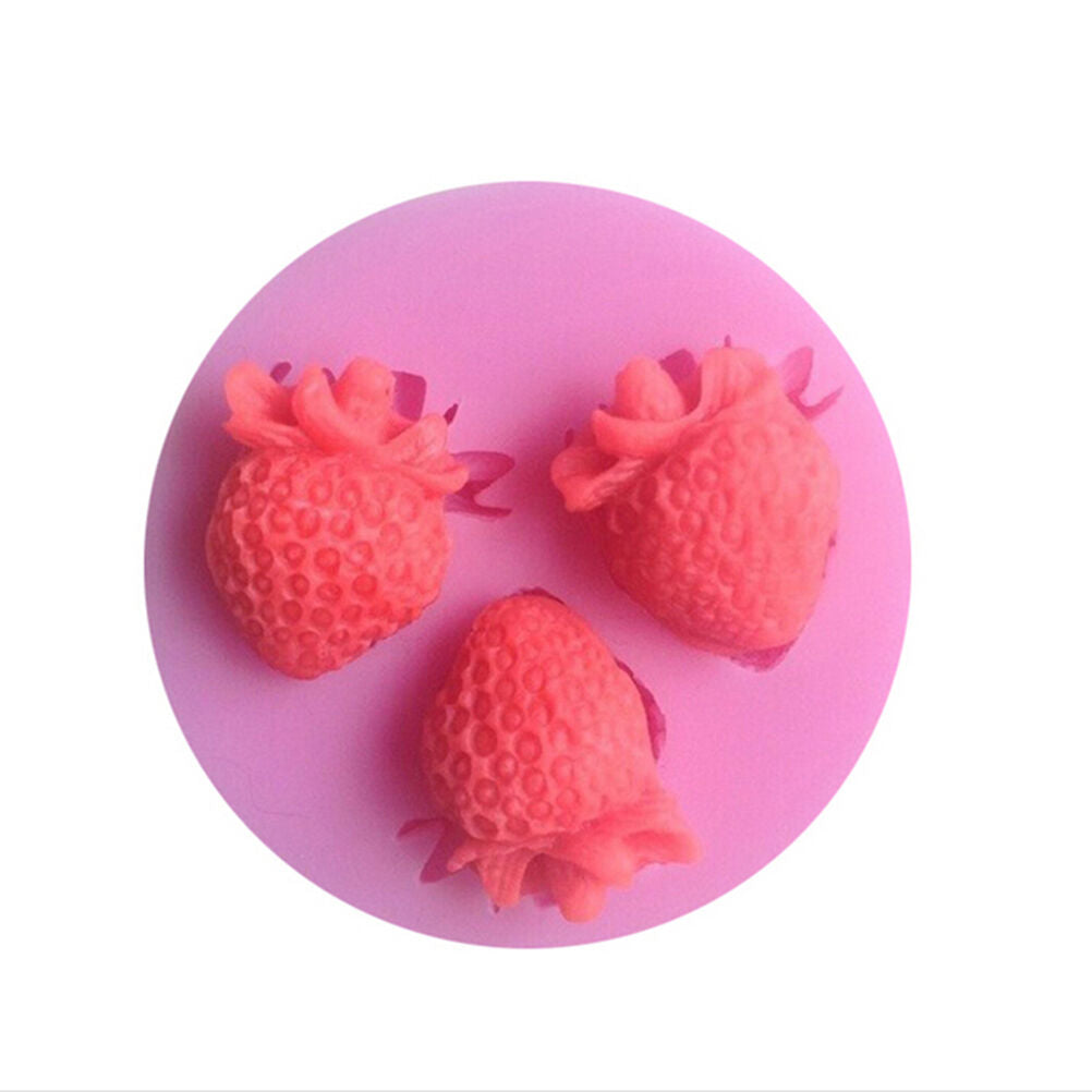 Cute Silicone Fondant Mould Cake Decorating Soap Baking Strawberry Mol.l8