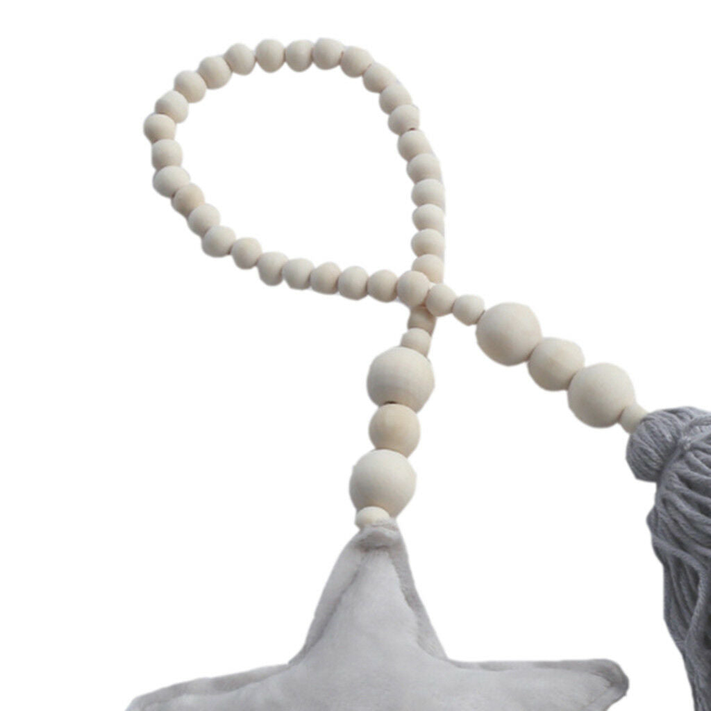 Wooden Tassel Grey Star Pendant Curtain Net Tieback Wall Hanging Ornament