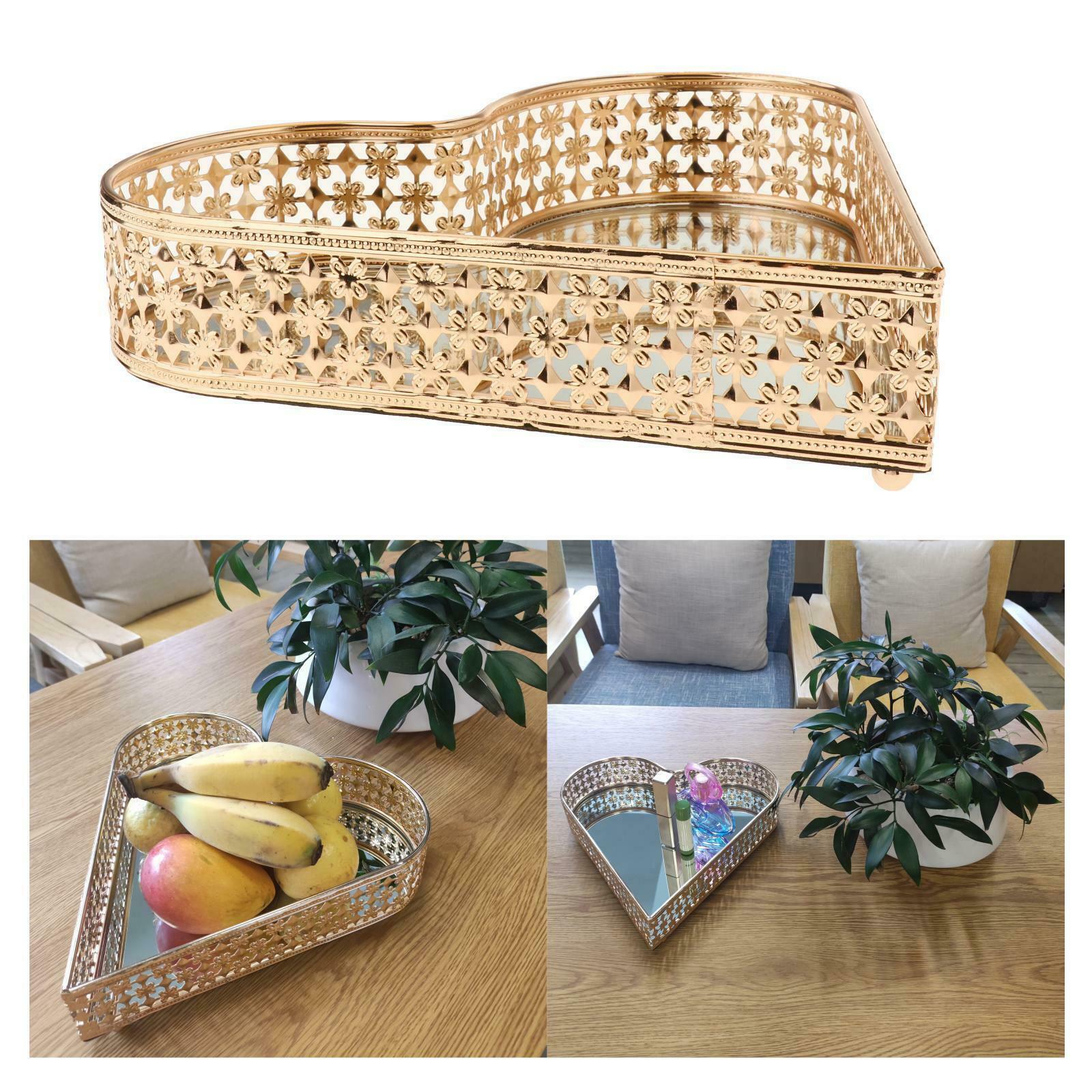 Golden Mirror Base Serving Dressing Drinks Tray Vanity Trinket Organizers