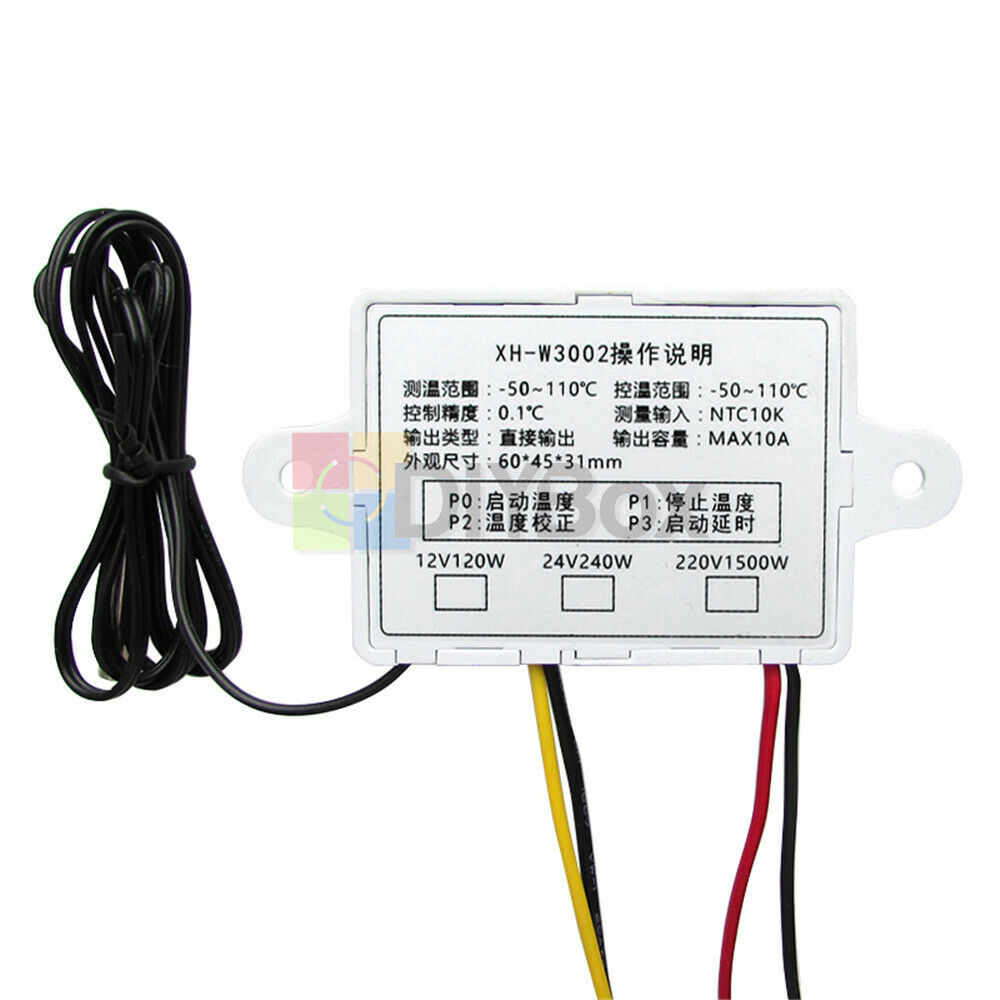 W3002 LED Temperature Controller Digital Thermostat with Transformer AC 110-220V