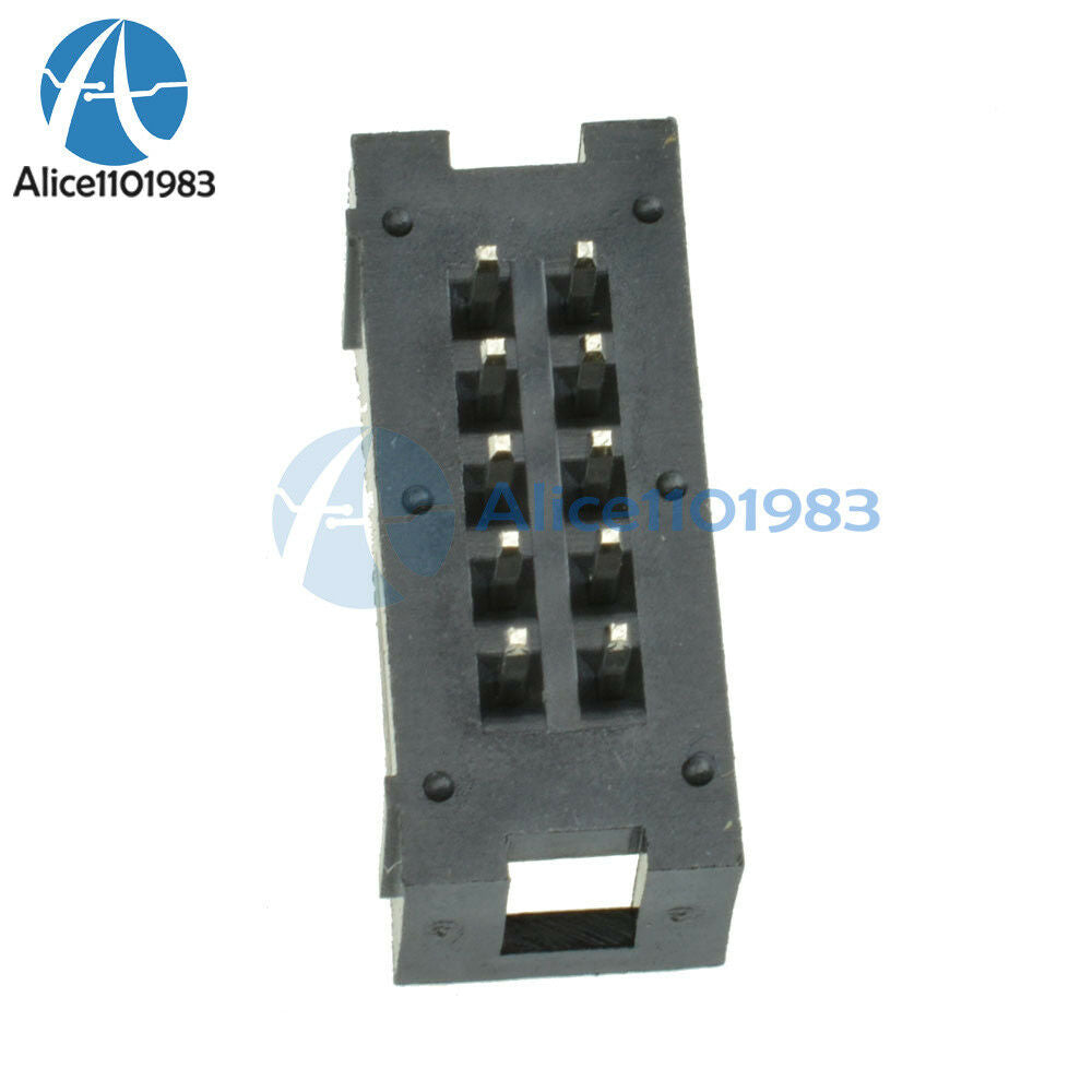 10PCS 2.54mm 10 Pin 2x5 Pin Double Row Straight Male Shrouded header IDC Socket