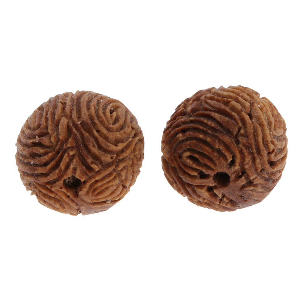 2pcs Carved Peach Pit Beads Wooden Loose Spacers Beads For Mens Bracelet DIY