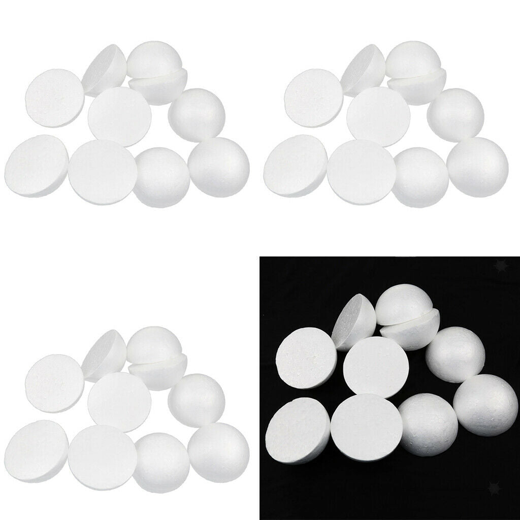 30Pcs Half Foam Balls Smooth Round Polystyrene Foam Balls, Half Circle Foam,