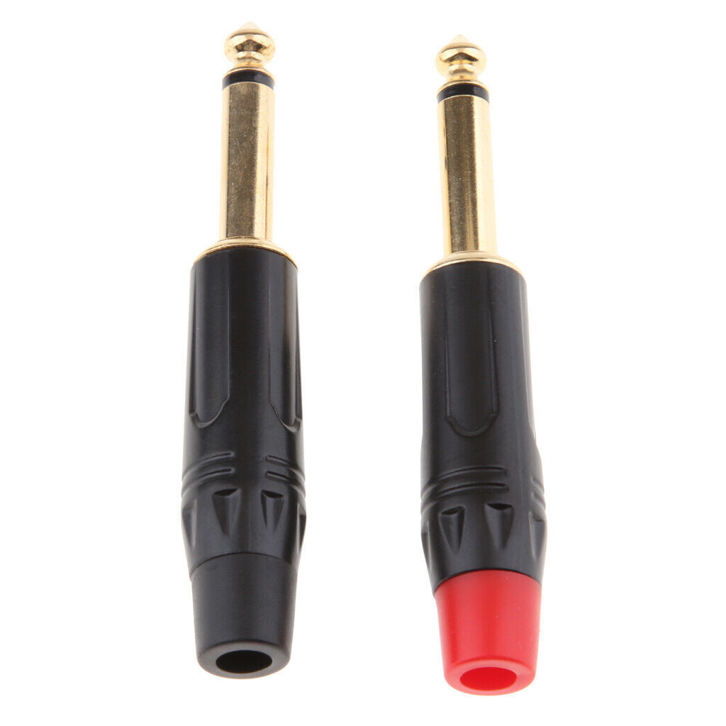 2x 6.5mm 1/4" Mono Audio Male Solder Plug   Rapair Connector Adapter