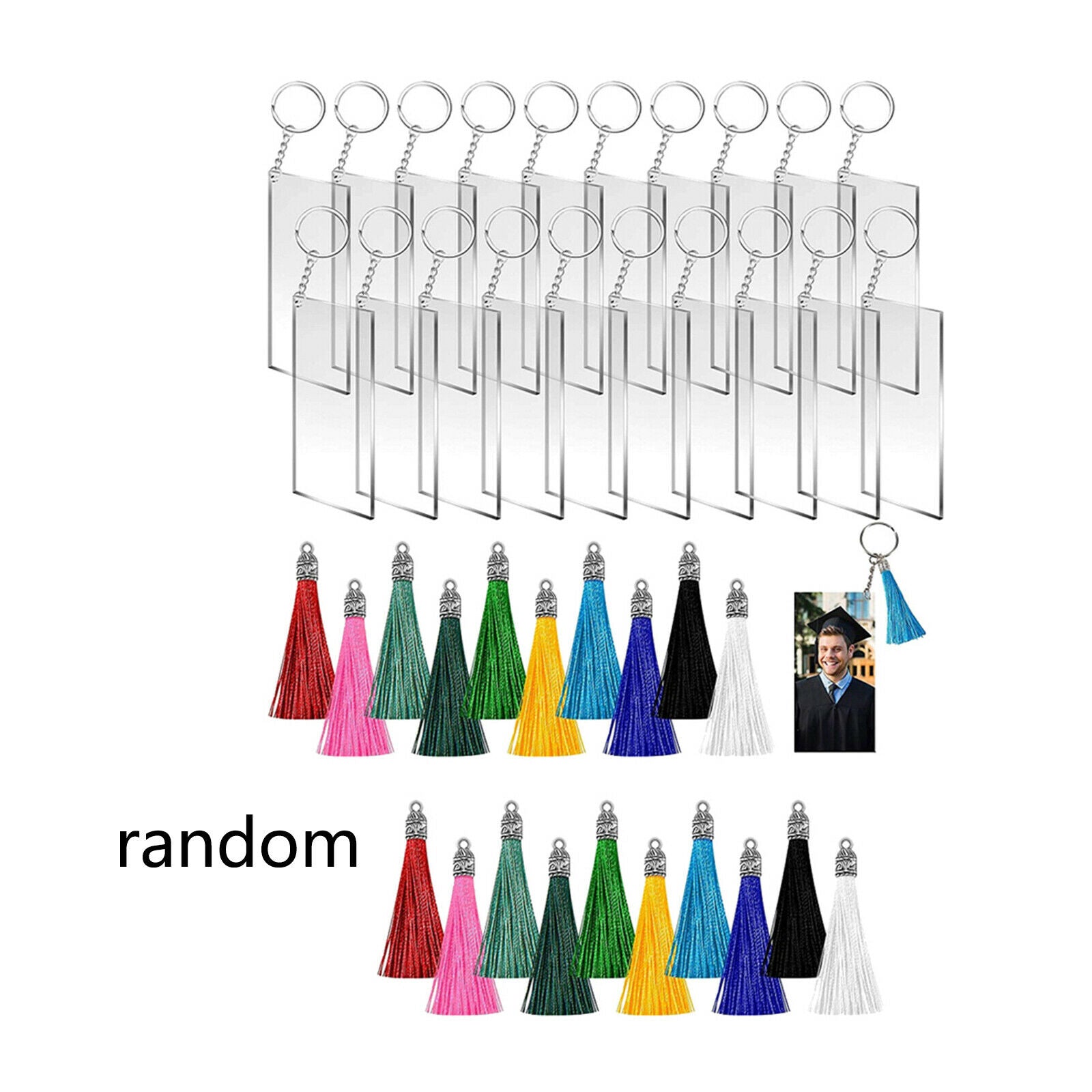 Tassels Charms Blanks and Key Chain Rings for Vinyl DIY Keychain Craft