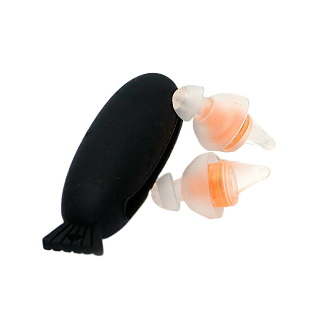 2Pcs Travel Anti-noise Silicone Earplugs Ear Plugs with Storage Bag Orange