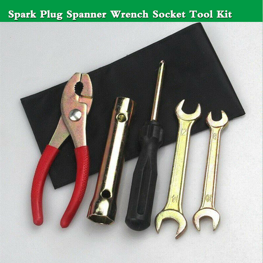6pcs Aluminum Motorcycle Spark Plug Spanner Wrench Socket Tool w/Storage Pocket