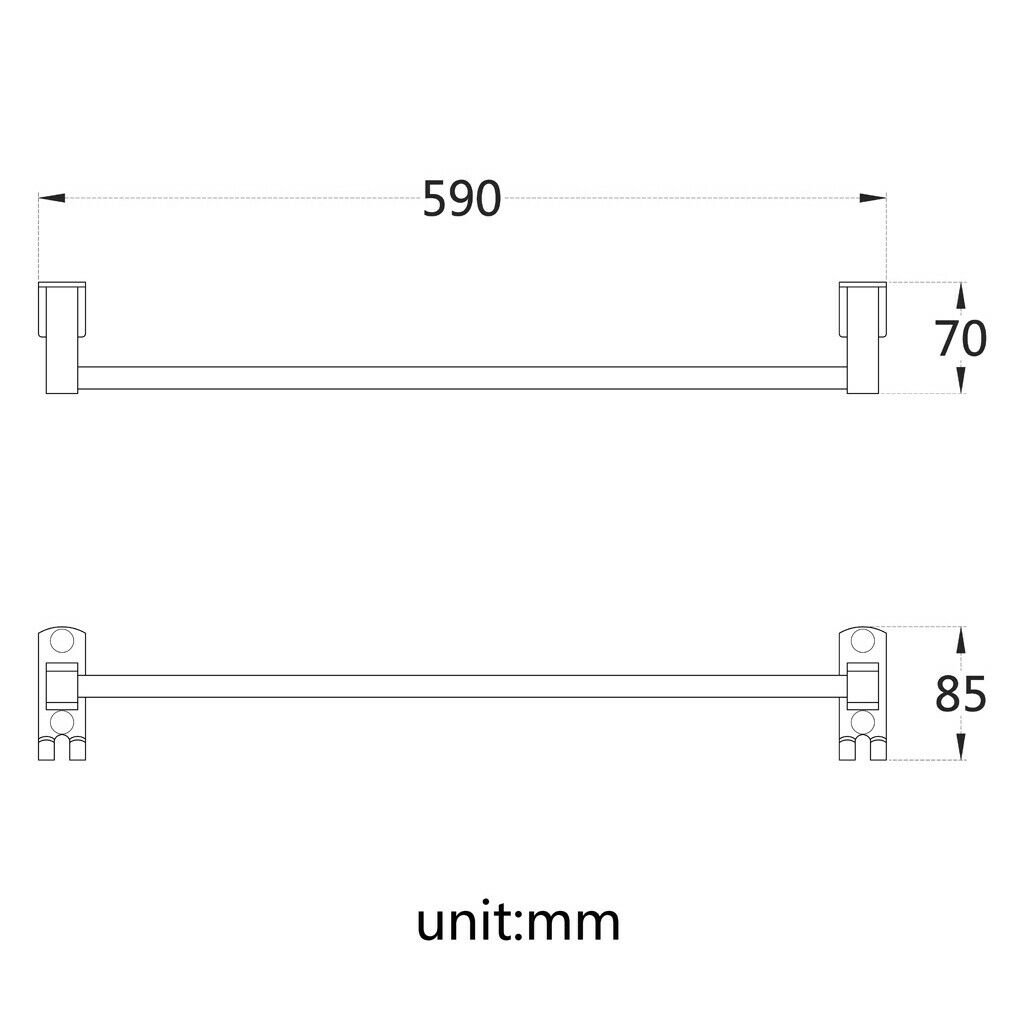 2Piece of  Black Finish Aluminuml 24Inch Bathroom Towel Rack Wall Mounted Towel