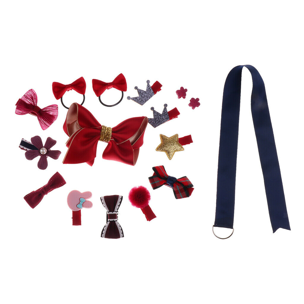 16 Pieces Kids Baby Girl Bow Hair Clips Flower Barrette Pins Gift 16 Pcs-Red