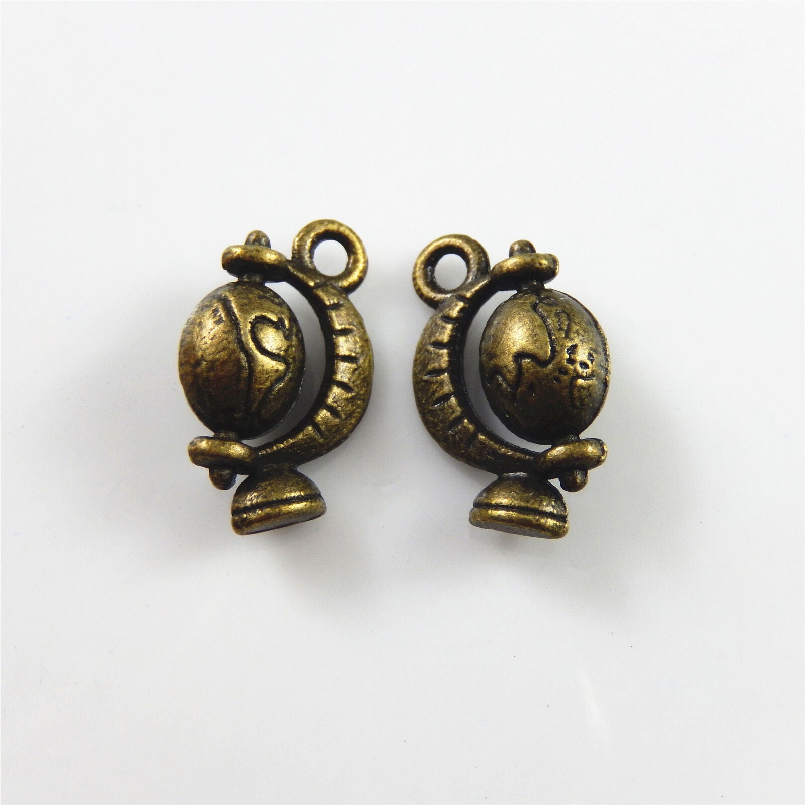 20 pcs Antiqued Bronze Globe Charm Alloy Drop Dangle Pendant Findings 16*12*8mm