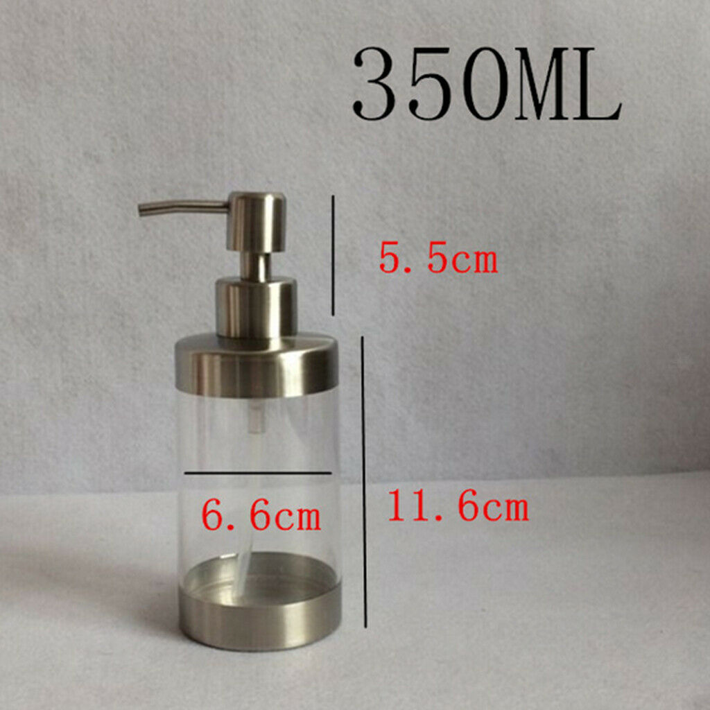 350 ml Soap Dispensers Bottle, Countertop Lotion Clear with Stainless Steel Pump