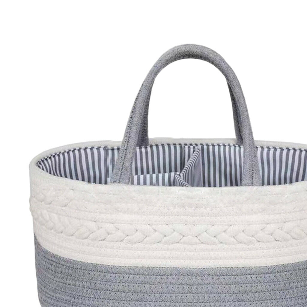 Woven Baby Diaper Caddy Large Cotton Rope Nursery Organizer Nappy Basket