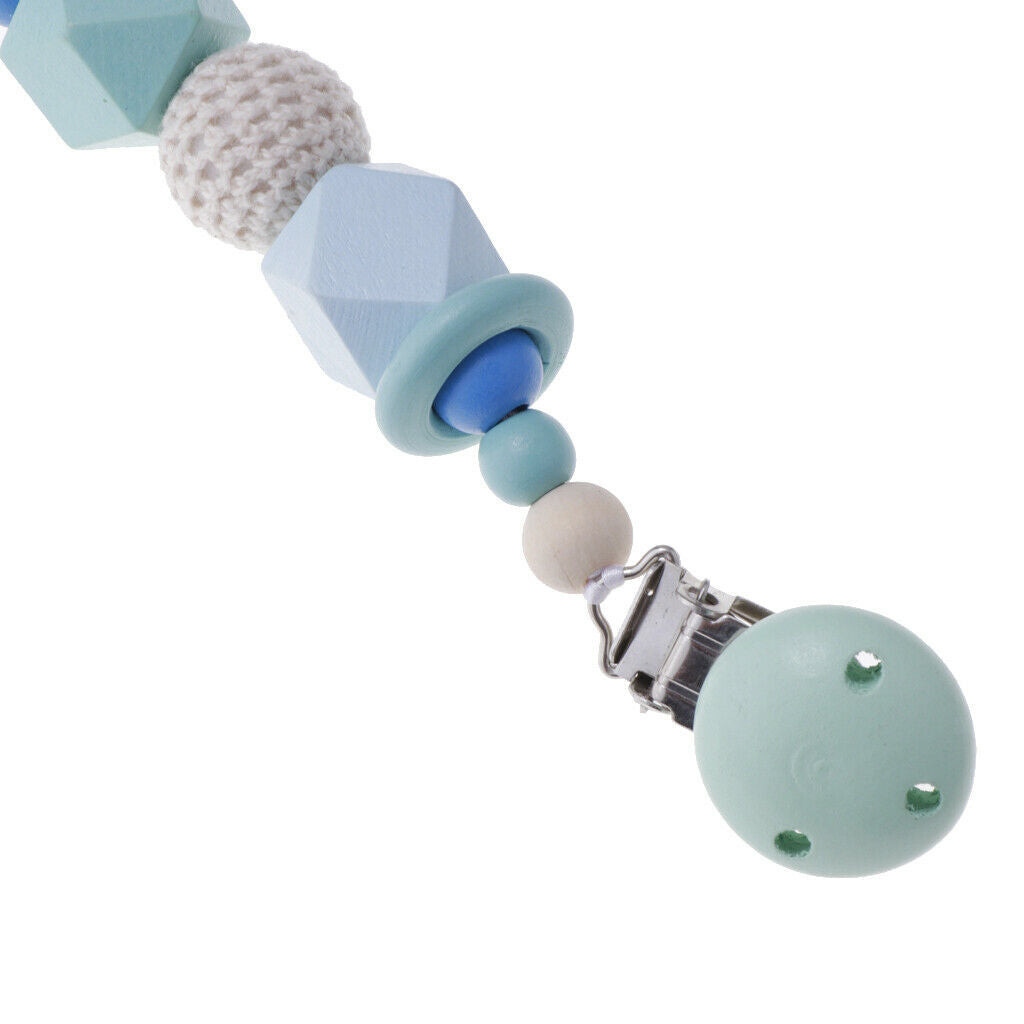 Baby Wood Pacifier Clamping Chain Wooden Kids Teether Toys Donuts