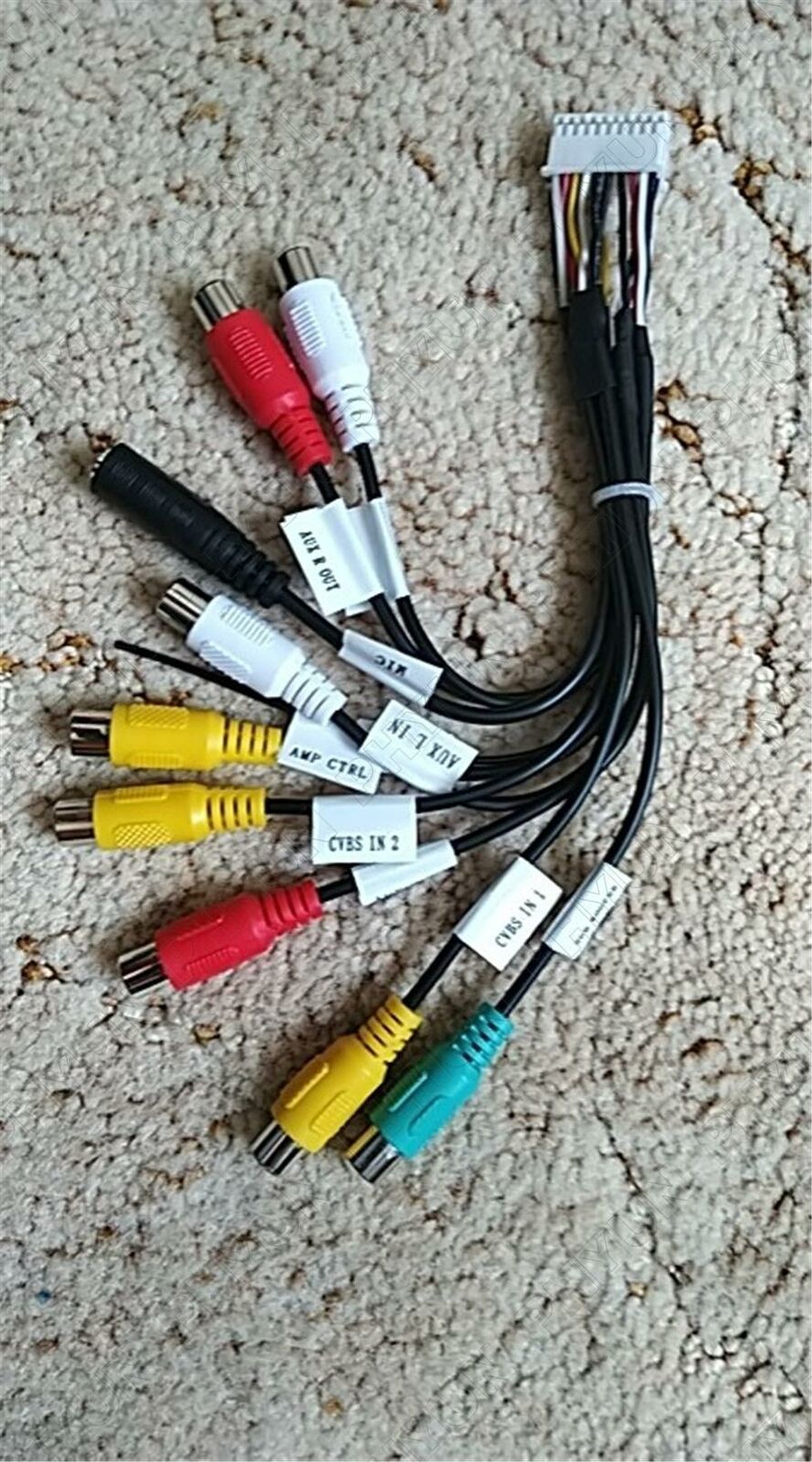 20 Pin Universal Car Stereo Radio RCA Output Wire Aux-in Adapter w/ Microphone