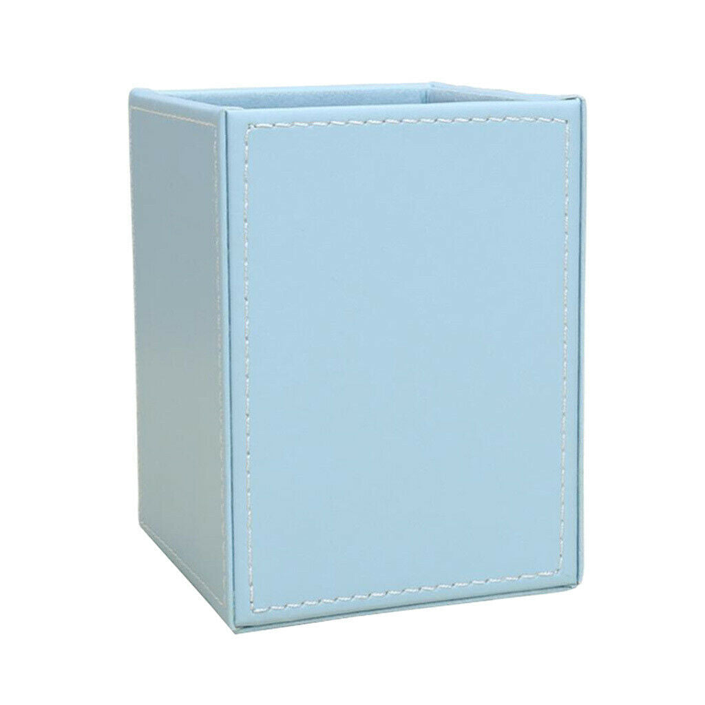 Blue Leather Pen Holder Kids Supplies Stationery Storage Box