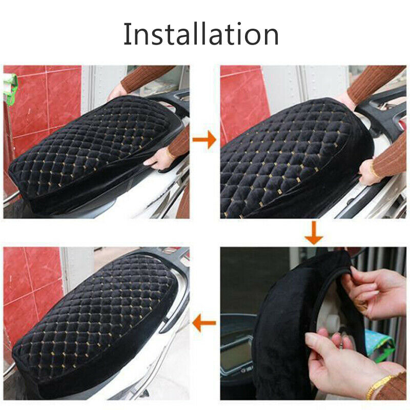 Motorbike Seat Cushion Plush Cotton Comfortable Warm Scooter Bike Seat Cover Mat